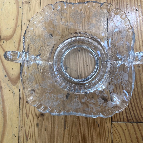 Vintage  Etched Glass Clear Depression - Picture 7 of 10